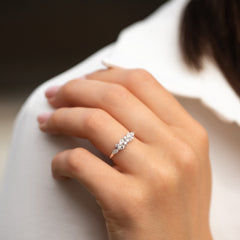 Unique Dainty Women 925 Sterling Silver Marquise CZ Promise Ring for Her