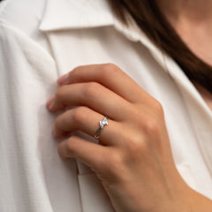 Dainty 18k White Gold Diamond Twisted Engagement Ring