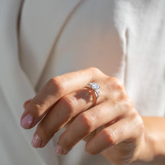 Vintage Style Art Deco 925 Sterling Silver Oval & Marquise Cut Cubic Zirconia Engagement Ring