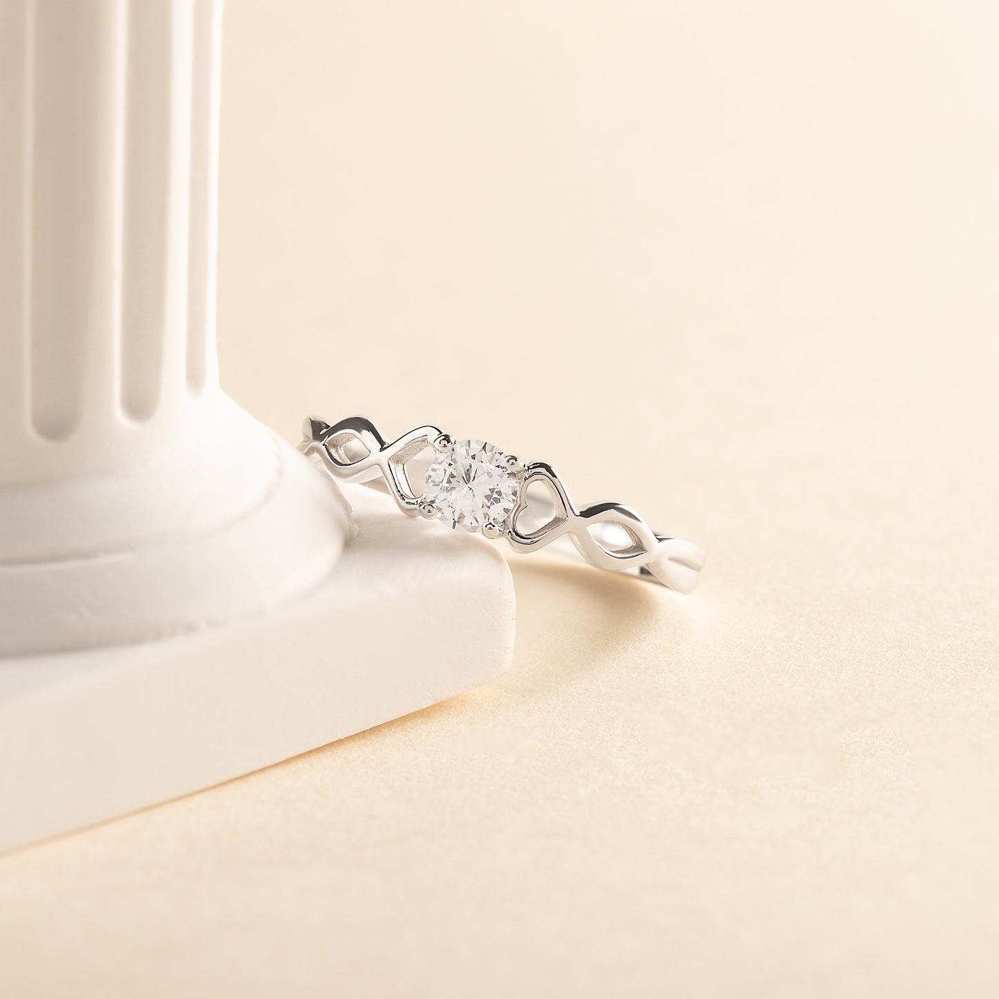 Dainty Minimalist 925 Sterling Silver Solitaire CZ Heart Promise Ring for Her