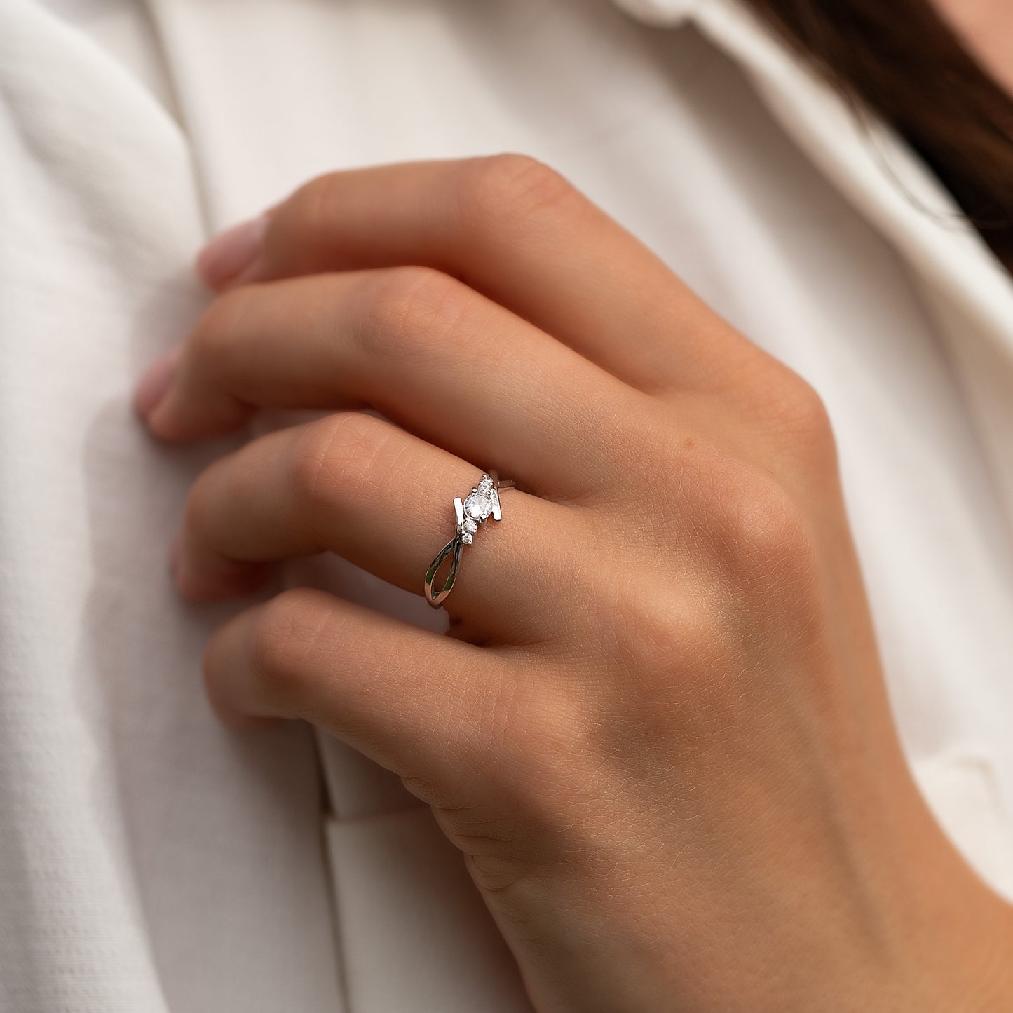 Promise Silver Cubic Zirconia Twist Ring for Her