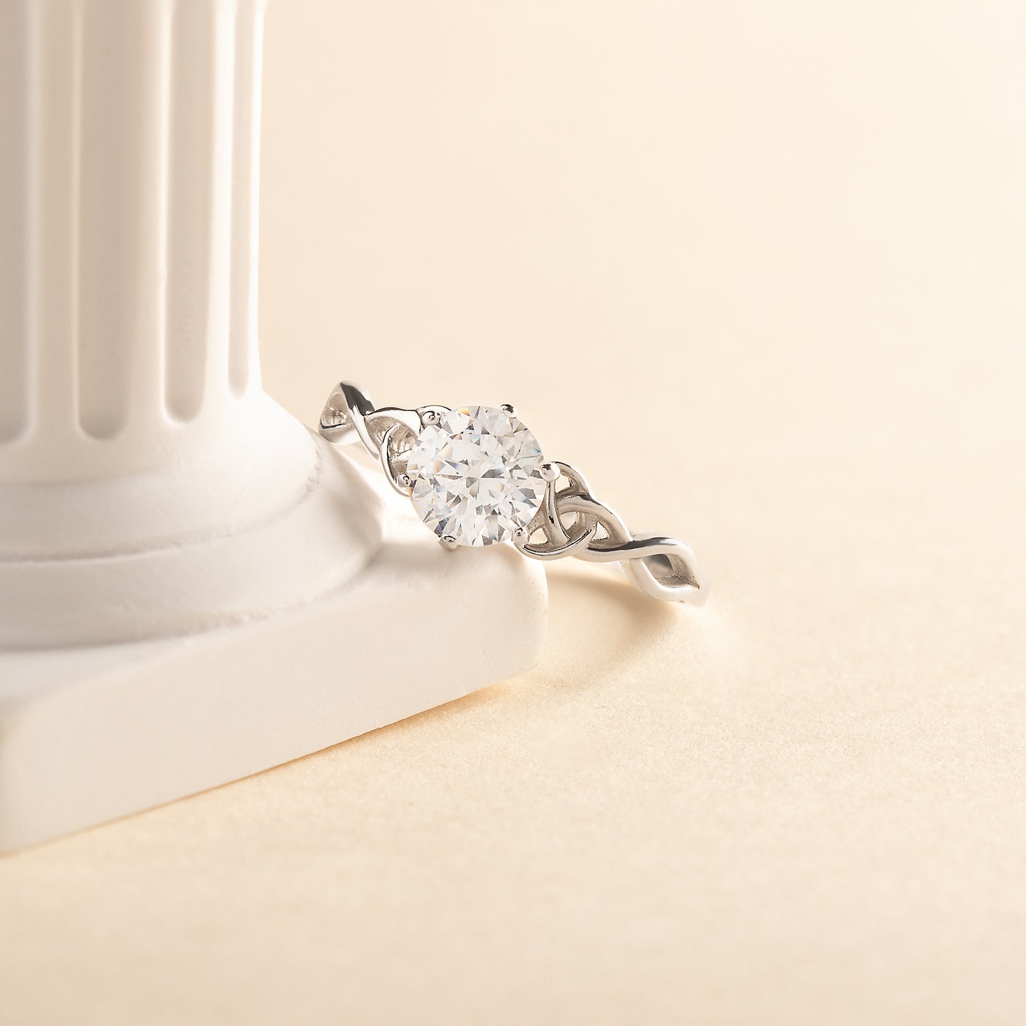 Women Celtic Knot 925 Sterling Silver Solitaire CZ Engagement Ring