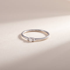 Minimalist Delicate 925 Sterling Silver 3 Stone Setting Oval CZ Promise Ring for Her