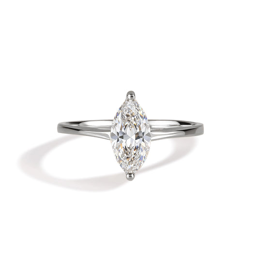 Women Unique 925 Sterling Silver Marquise Cut Solitaire CZ Engagement Ring