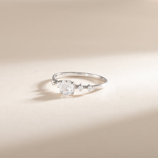 Women Dainty 925 Sterling Silver CZ Engagement Ring