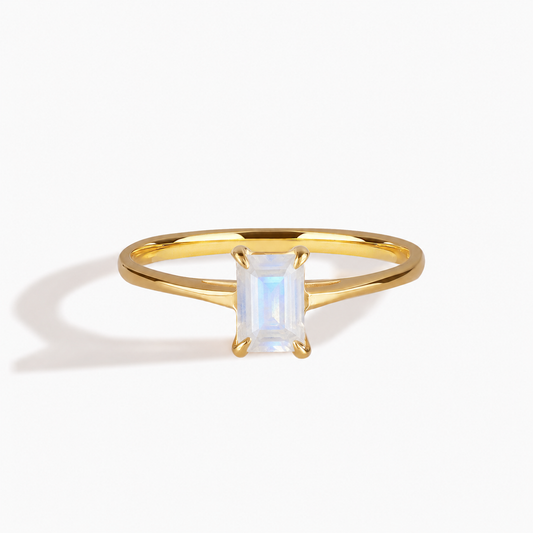 Solene Yellow Gold Moonstone Solitaire Ring
