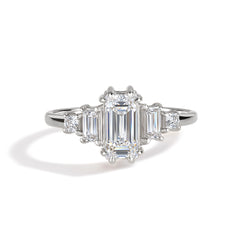 Women Unique Art Deco Style 925 Sterling Silver Baguette Cubic Zirconia Engagement Ring
