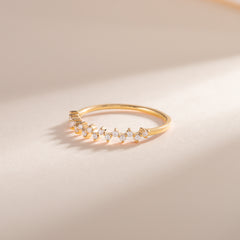 Dainty 18k Yellow Gold Vermeil Cluster CZ Wedding Band or Stacking Ring