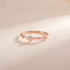 Dainty Minimalist 18K Rose Gold Vermeil Silver Clover CZ Promise Ring for Her