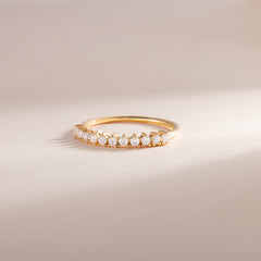 Women Dainty 18K Yellow Gold Vermeil Silver CZ Promise Ring