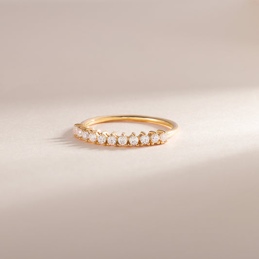 Women Dainty 18K Yellow Gold Vermeil Silver CZ Promise Ring