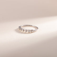 Women Unique 925 Sterling Silver CZ Heart Wedding Band