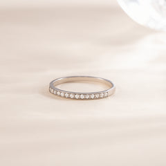 Women Dainty 925 Sterling Silver Half Eternity CZ Wedding Band