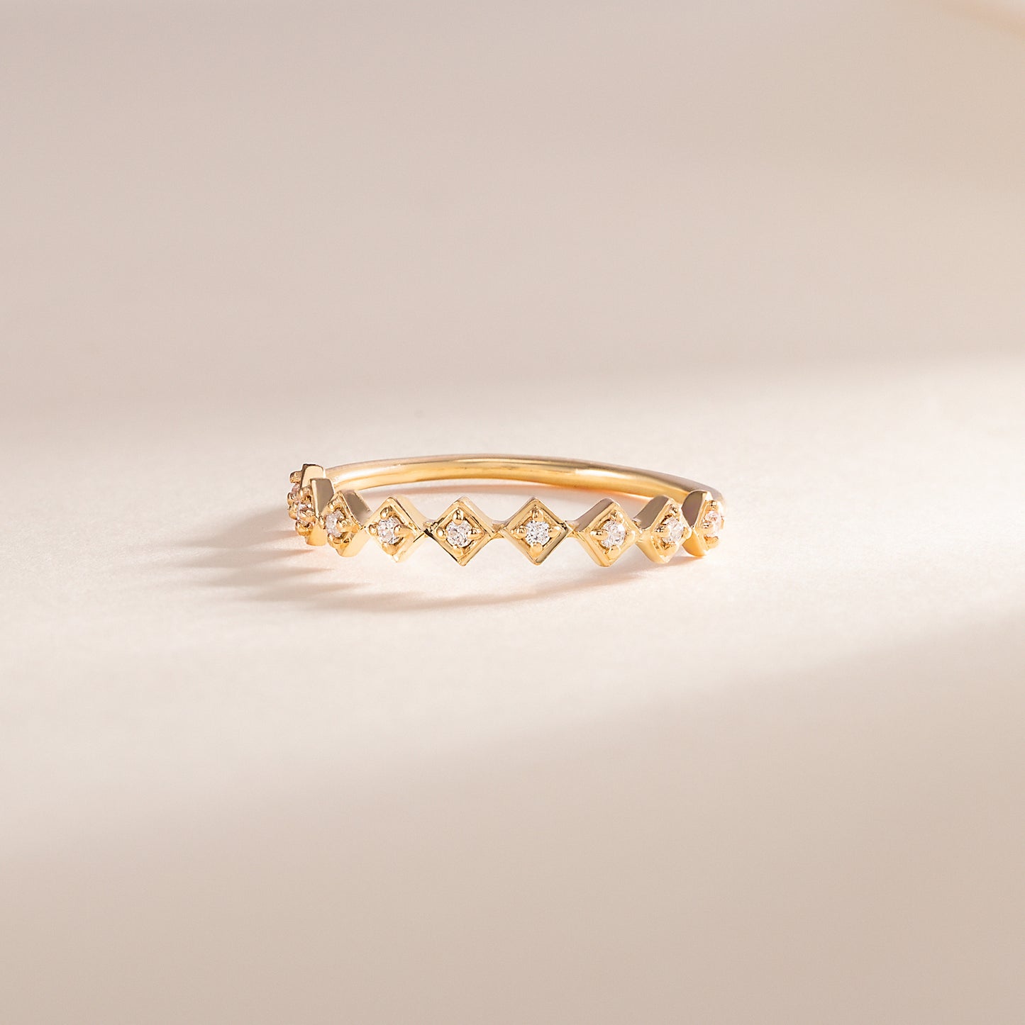 Women Dainty 18K Yellow Gold Vermeil SIlver CZ Geometric Stacking Ring