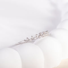 Women Dainty Minimalist 925 Sterling Silver CZ Cluster Wedding Stacking Band