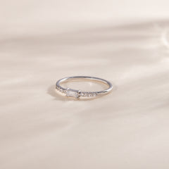 Dainty Elegant 925 Sterling Silver Baguette Cut CZ Engagement Ring