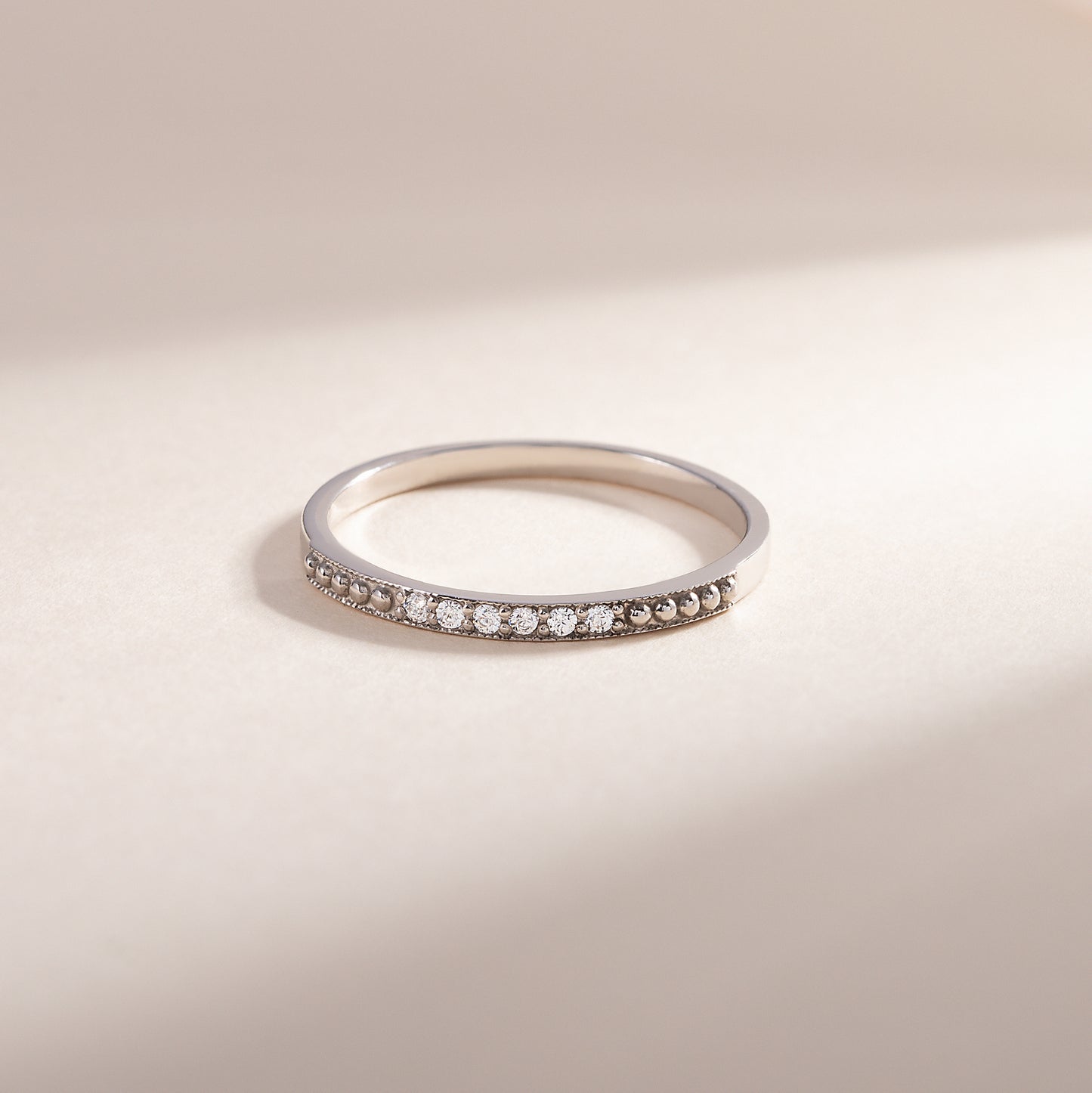 Women Minimalist 925 Sterling Silver Half Eternity CZ Stackable Wedding Band