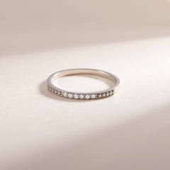Women Minimalist 925 Sterling Silver Half Eternity CZ Stackable Wedding Band