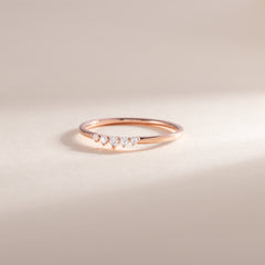 Minimalist Dainty 18k Rose Gold Vermeil Silver Curved CZ Stacking Ring
