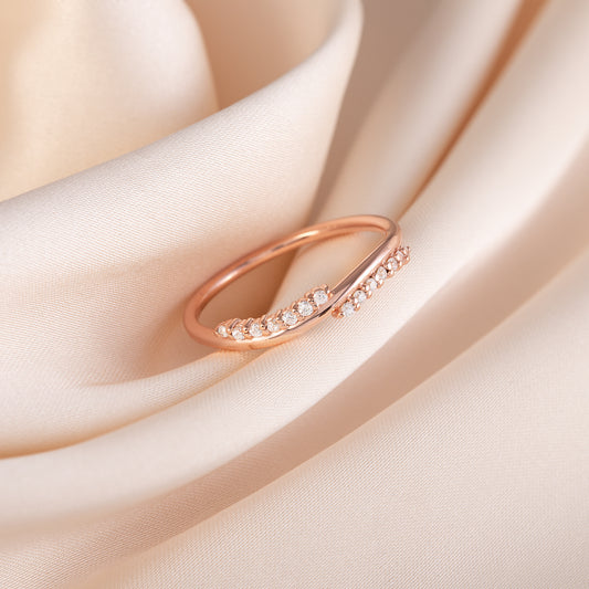 Women Minimalist 18K Rose Gold Vermeil Silver CZ Stacking Ring