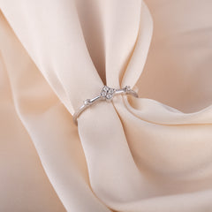 Unique Minimalist & Delicate 925 Sterling Silver CZ Floral Promise Ring for Her
