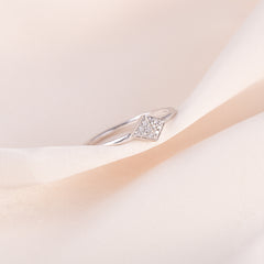 Unique Minimalist 925 Sterling Silver CZ Geometric Promise Ring for Her