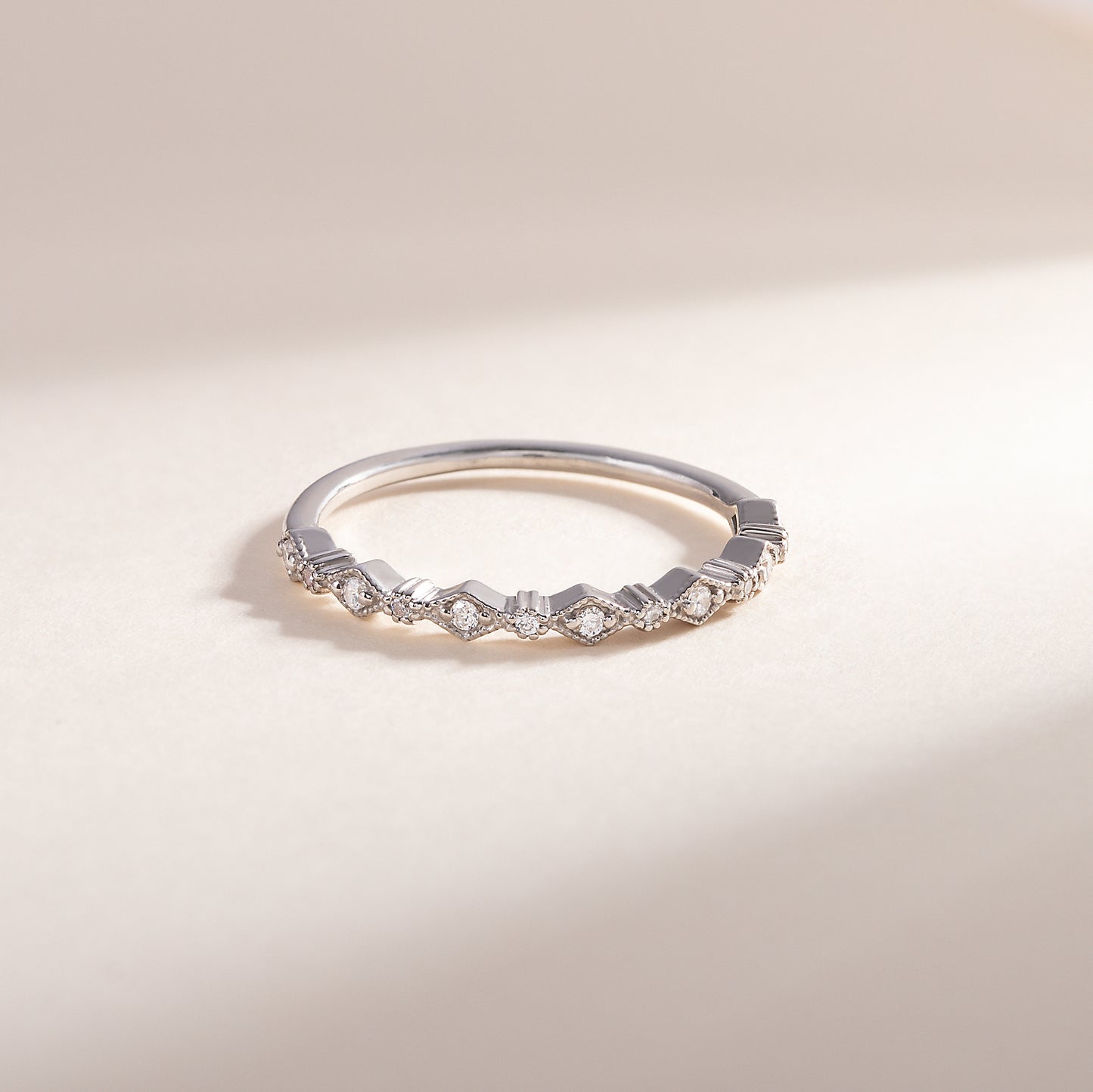 Women Minimalist 925 Sterling Silver Half Eternity CZ Wedding Band