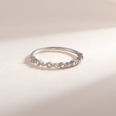 Women Minimalist 925 Sterling Silver Half Eternity CZ Wedding Band