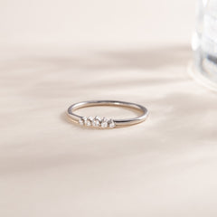 Minimalist Delicate 925 Sterling Silver CZ Chevron Women Wedding Band