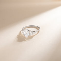Vintage Style Art Deco 925 Sterling Silver Oval & Marquise Cut Cubic Zirconia Engagement Ring