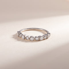 Women Unique 925 Sterling Silver Half Eternity CZ Wedding Band