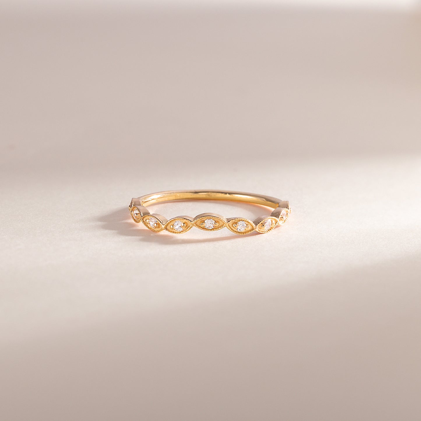 Dainty Minimalist 18k Yellow Gold Vermeil Silver Chevron Wedding Band, Curved Stacking Ring