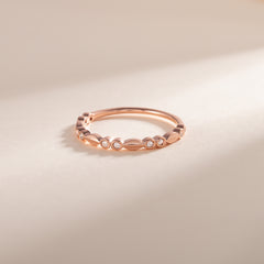 Minimalist Delicate 18k Rose Gold Vermeil Silver CZ Stackable Wedding Band