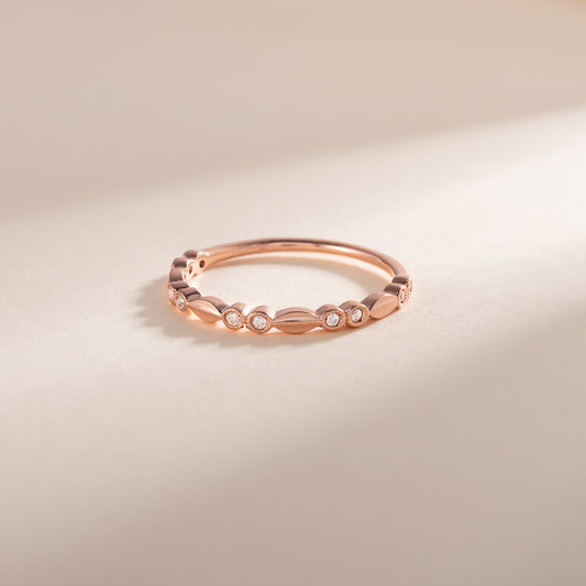 Minimalist Delicate 18k Rose Gold Vermeil Silver CZ Stackable Wedding Band