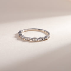 Women Dainty & Elegant 925 Sterling Silver Half Eternity CZ Wedding Band