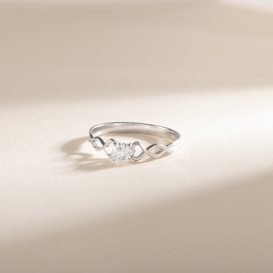 Dainty Minimalist 925 Sterling Silver Solitaire CZ Heart Promise Ring for Her