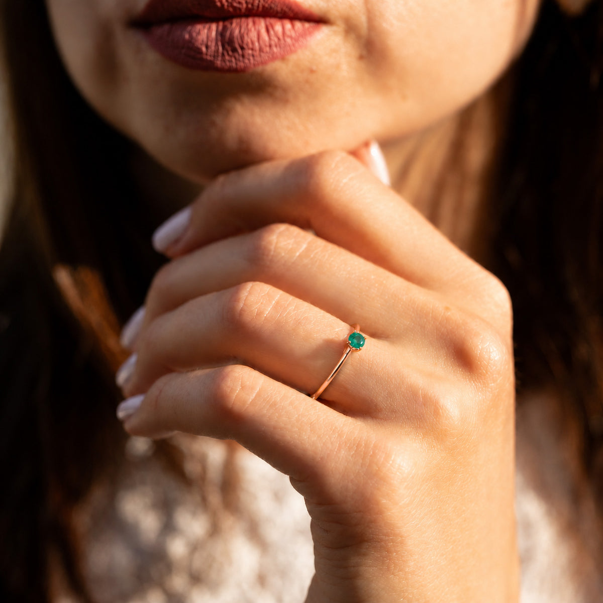 Liora Rose Gold Emerald Solitaire Ring