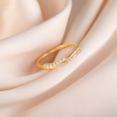 Women Minimalist 18K Gold Vermeil Silver CZ Wedding Band