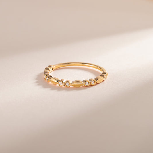 Women Minimalist 18k Yellow Gold Vermeil Silver CZ Promise Ring