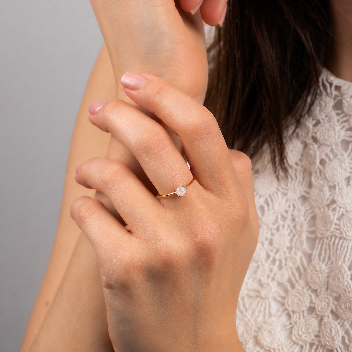 Liora Yellow Gold Moonstone Solitaire Ring