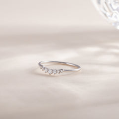 Minimalist Dainty 925 Sterling Silver CZ Chevron Wedding Band