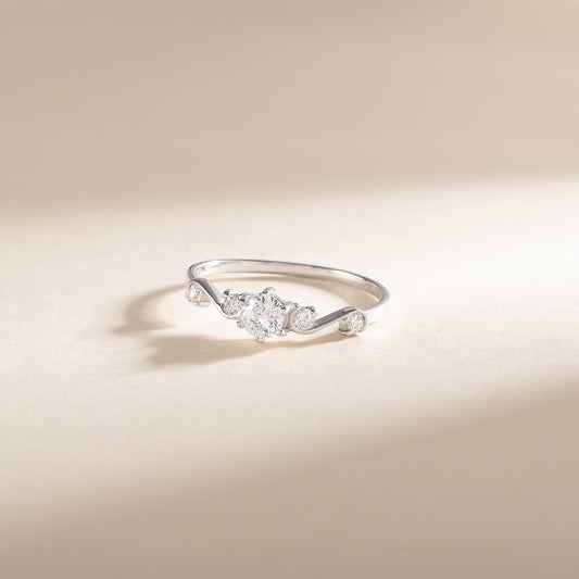 Dainty Vintage Style Victorian 925 Sterling Silver Cubic Zirconia Promise Ring for Her