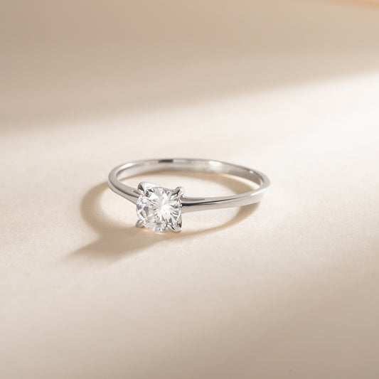 Dainty Minimalist 925 Sterling Silver Solitaire CZ Promise Ring for Her