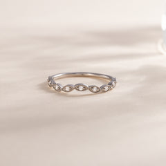 Women Dainty 925 Sterling Silver CZ Curved Stacking Wedding Band