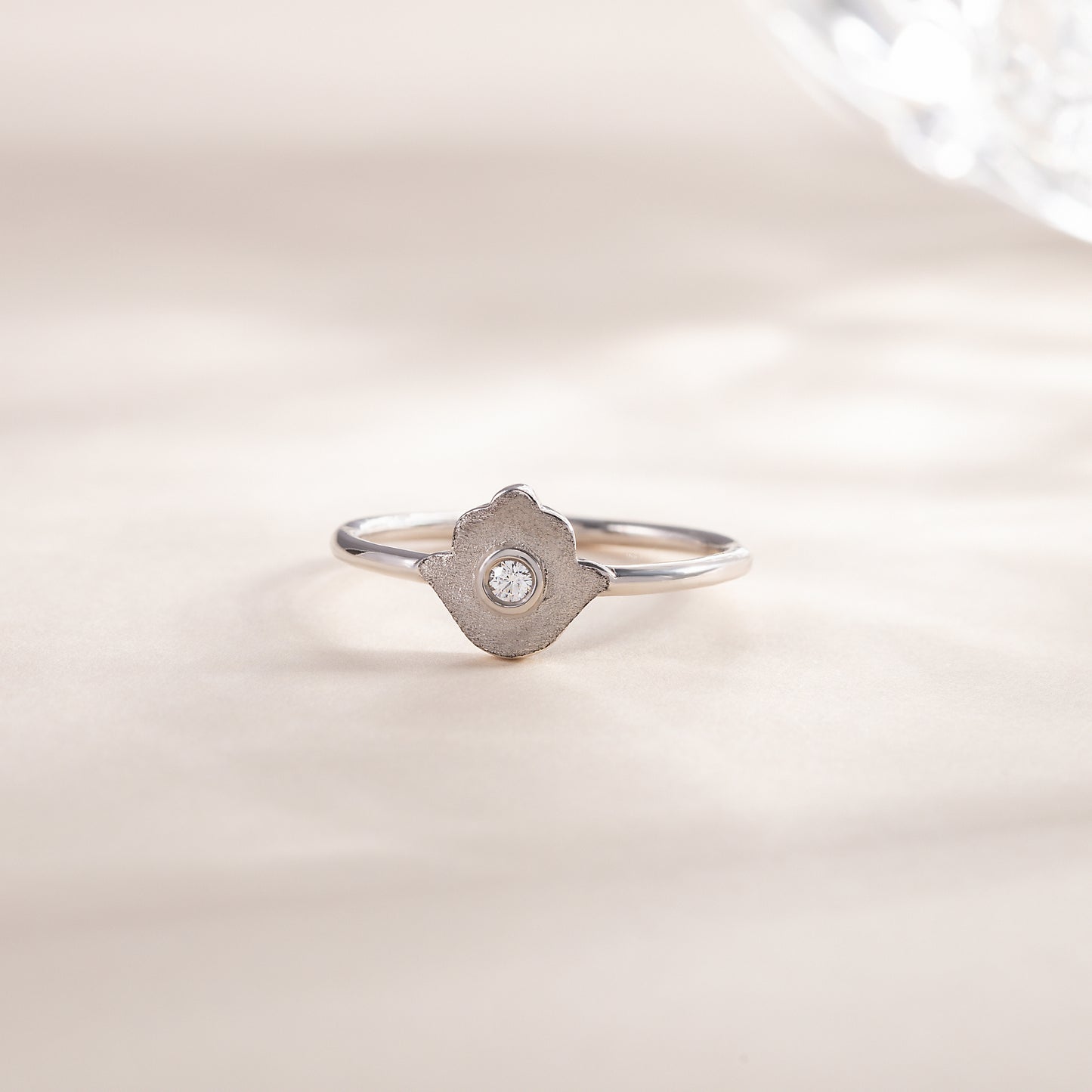 Women Dainty 925 Sterling Silver Protection Hamsa Hand Ring