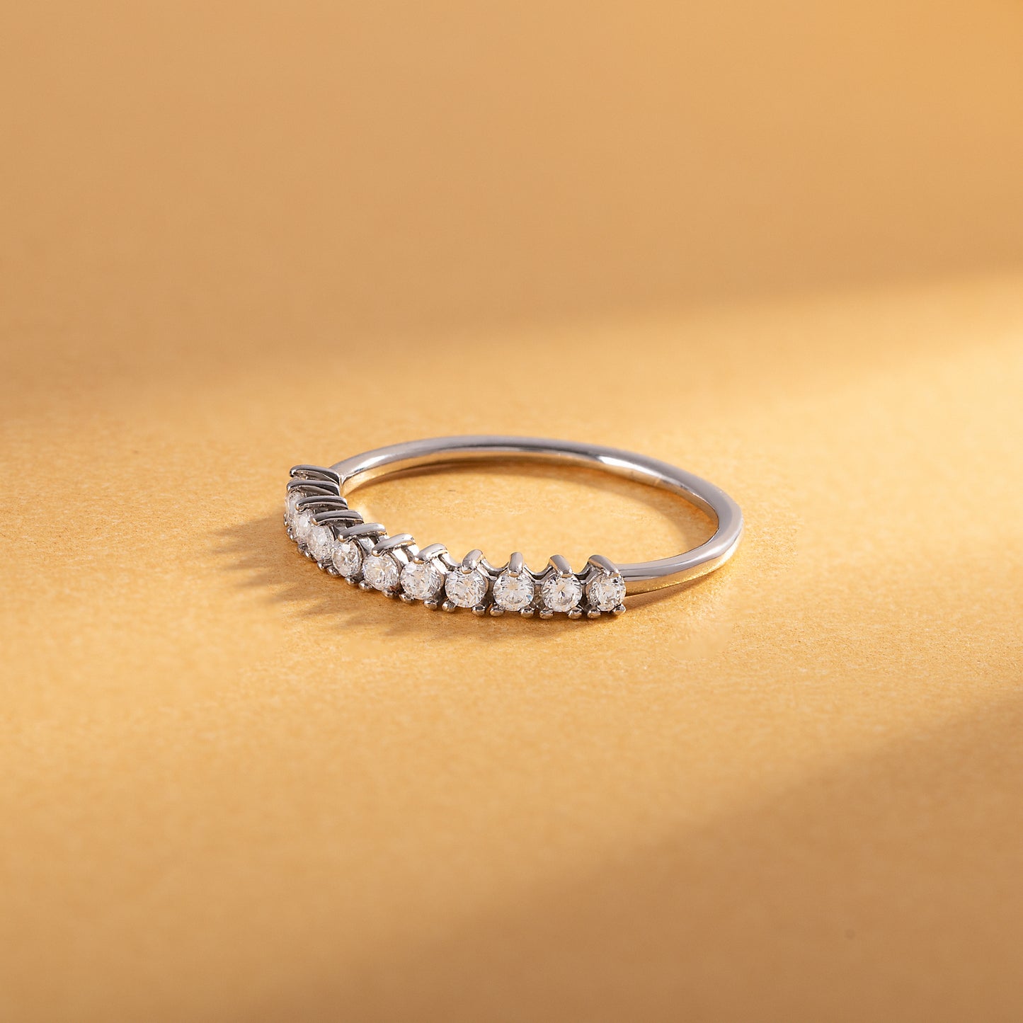 Women Dainty 925 Sterling Silver Half Eternity CZ Wedding Band