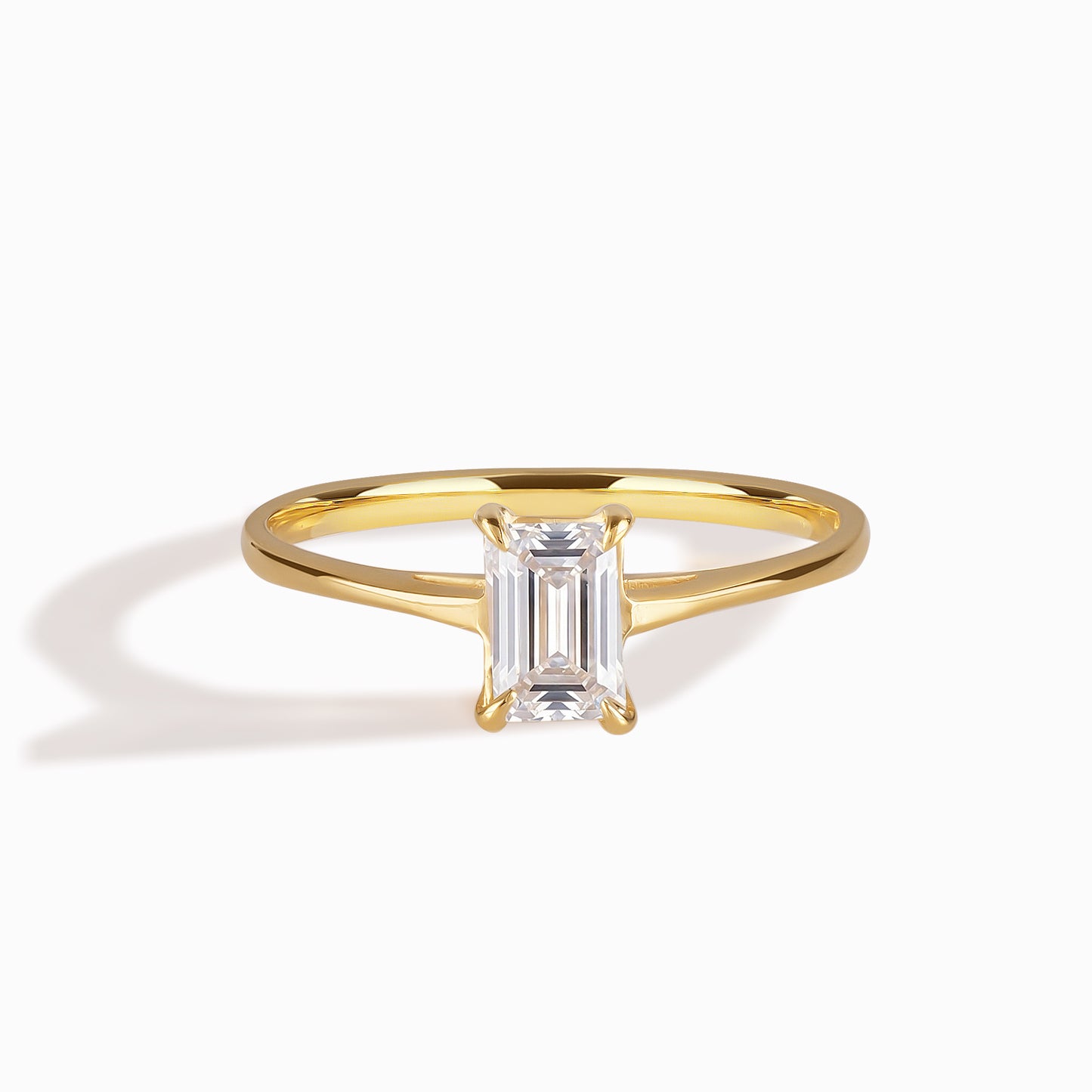 Delicate Solitaire 18k Yellow Gold Vermeil Baguette Cut CZ Engagement Ring for Her