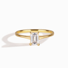 Delicate Solitaire 18k Yellow Gold Vermeil Baguette Cut CZ Engagement Ring for Her