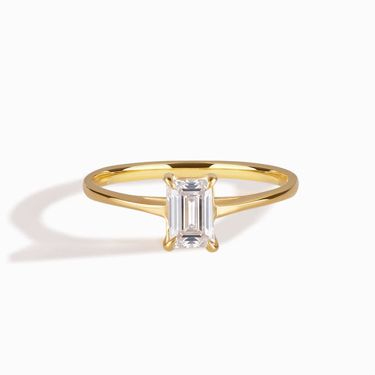 Delicate Solitaire 18k Yellow Gold Vermeil Baguette Cut CZ Engagement Ring for Her