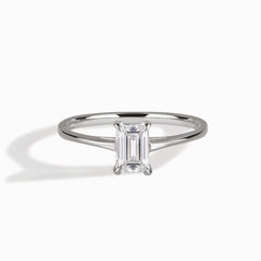 Dainty Minimalist 925 Sterling Silver Baguette Cubic Zirconia Solitaire Engagement Ring for Her